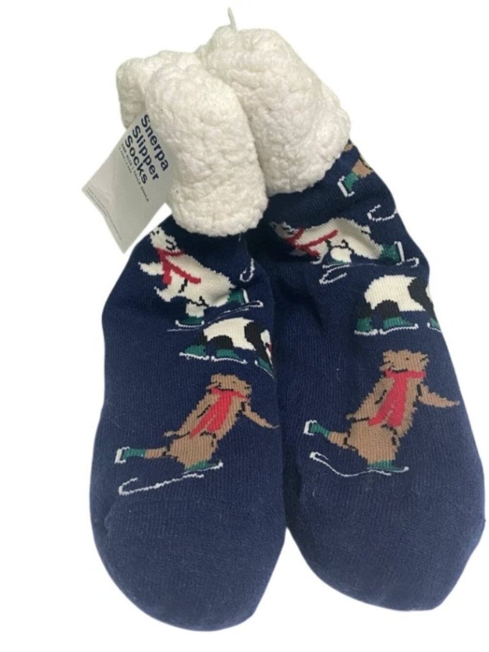 NWT Old Navy Sherpa Slipper Socks Winter Christmas Xmas Theme One Size Adult